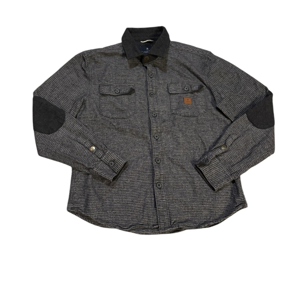 Roark Revival Flannel Button Down with Elbow Pads Two Tone Grey Size Medium